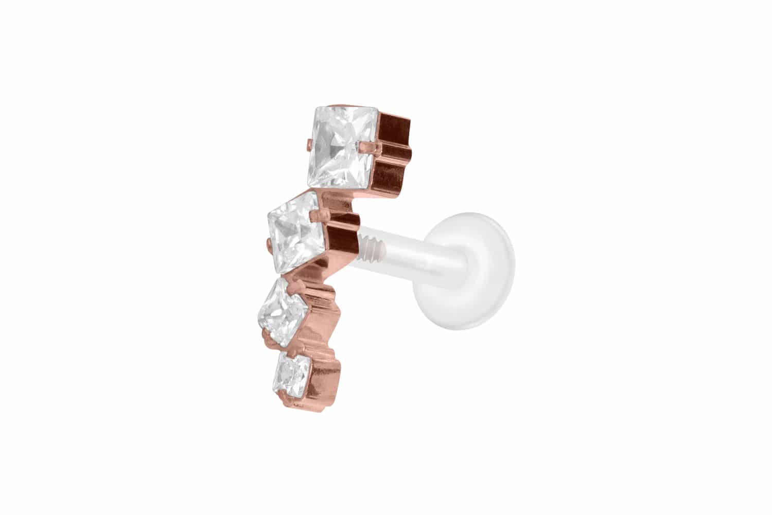 PTFE Labret Piercing mit Innengewinde + Titan-Aufsatz KRISTALLBOGEN